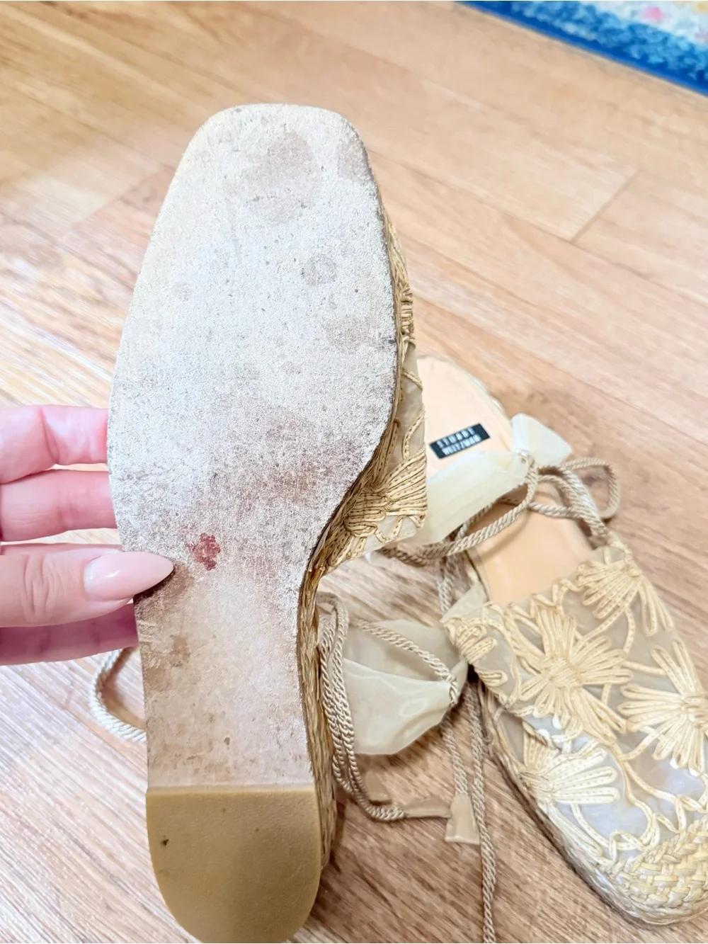 Stuart Weitzman Vintage Espadrille Lace Up Sandals